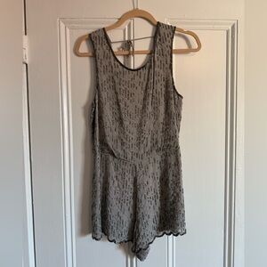 Free People Grey Blue Beaded Sleeveless Romper